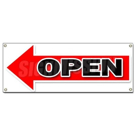 Signmission GIANT LEFT OPEN ARROW BANNER SIGN turn here sale follow directions B-Giant Left Open Arrow